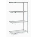 Nexel 5 Tier Silver Epoxy Wire Shelving Add-On Unit, 42W x 24D x 86H A24428EP5